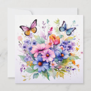 Fluttering Blooms: Enchanted Garden Birthday Card