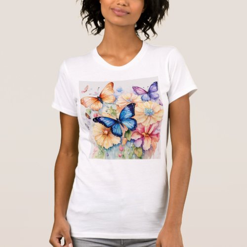 Fluttering Blossom Butterfly Tee Natures Harmon T_Shirt