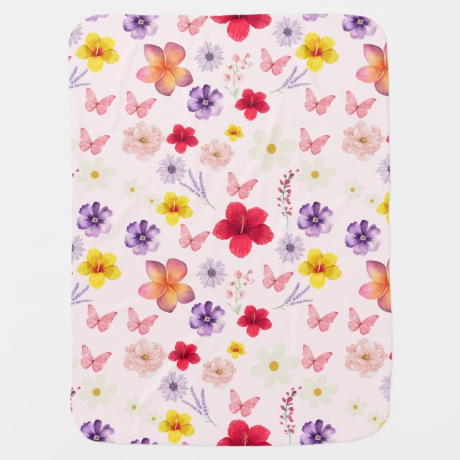 Fluttering Blossoms Baby Blanket (Front)