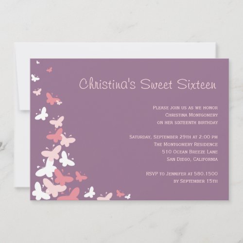 Fluttering Butterflies Birthday Party Invitation