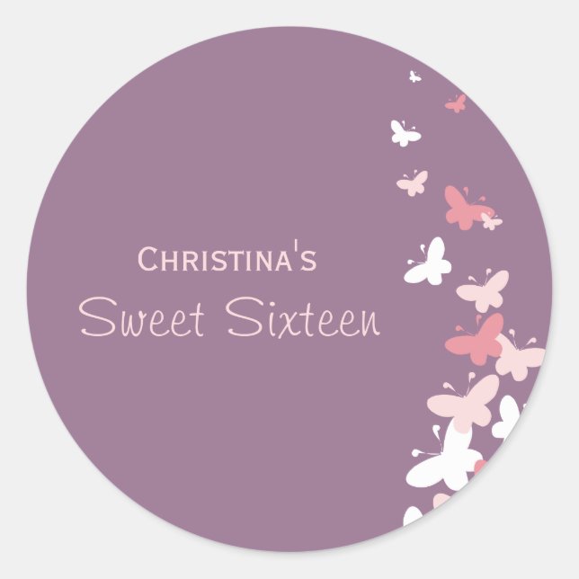 Fluttering Butterflies Favor Stickers/Envelope Sea Classic Round Sticker (Front)