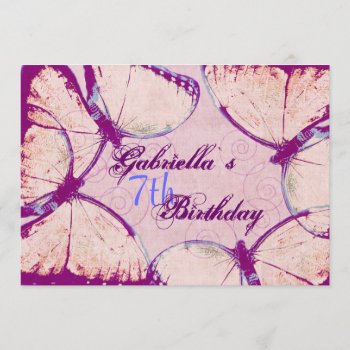 Fluttering Butterflies Girl`s Birthday Card by justbecauseiloveyou at Zazzle