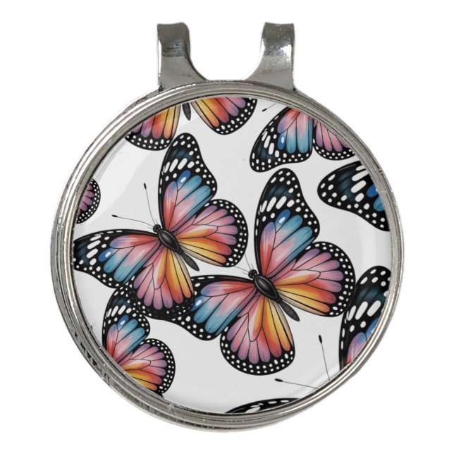 Fluttering Butterflies Pattern Golf Hat Clip (Front)