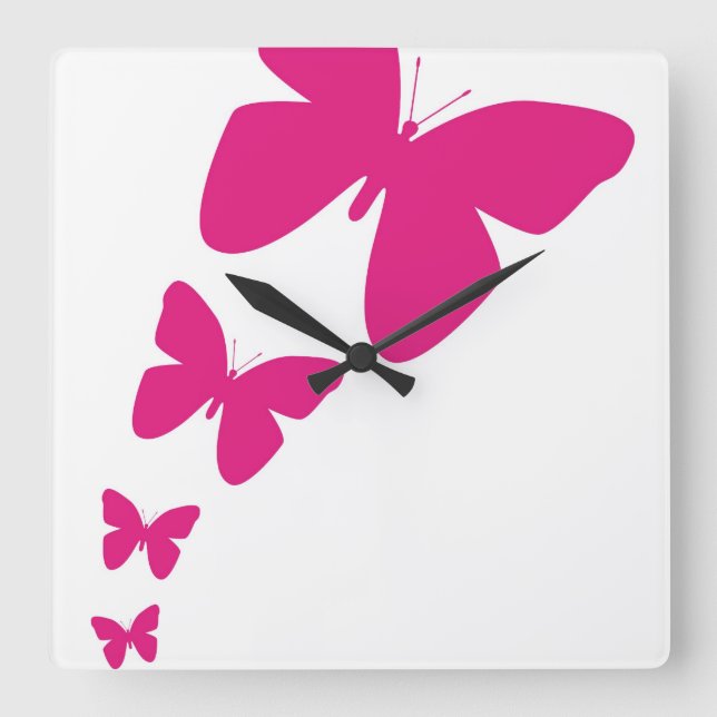 Fluttering Butterflies Square Wall Clock (Front)