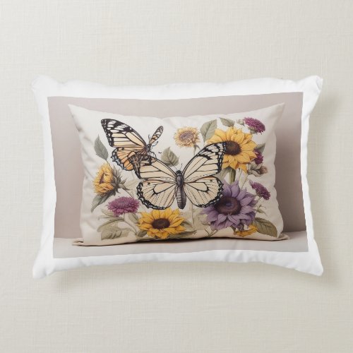 Fluttering Butterflies Sunflower Serenade Accent Pillow