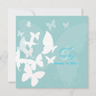 Fluttering by... butterflies white/blue invitation