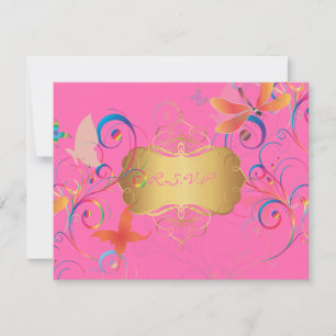 Fluttering by.. dragon fly+butterflies+swirls RSVP card