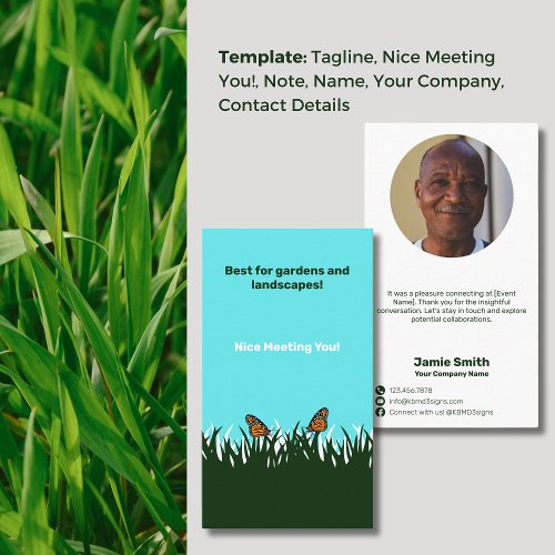 Fluttering Connections Nice Meeting You Garden Business Card