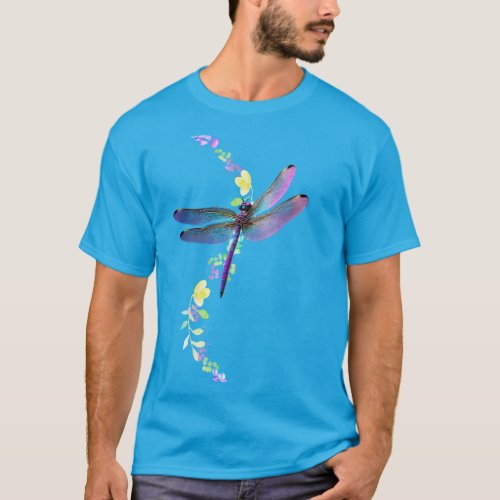 Fluttering Dreams Dragonfly and Flowers  T_Shirt