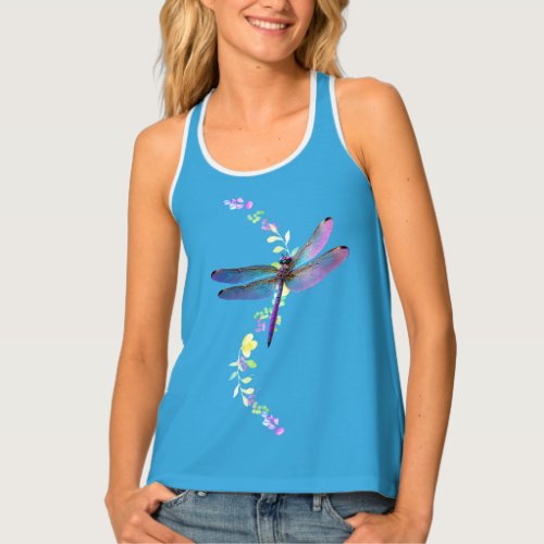 Fluttering Dreams Dragonfly and Flowers  Tank Top