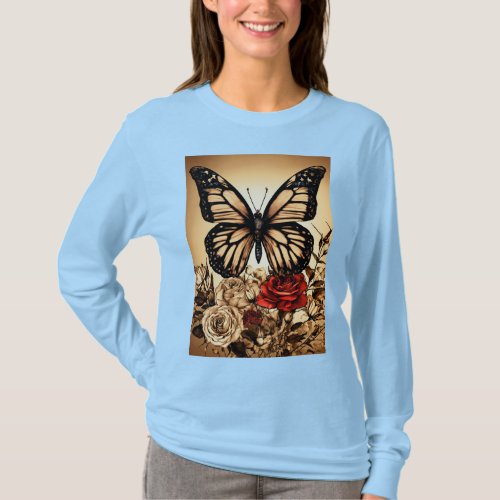 Fluttering Elegance Beautiful Butterfly Design T_ T_Shirt