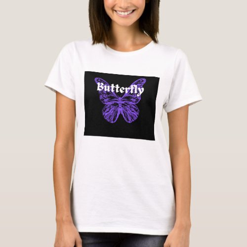 Fluttering Elegance Blue Butterfly  T_Shirt