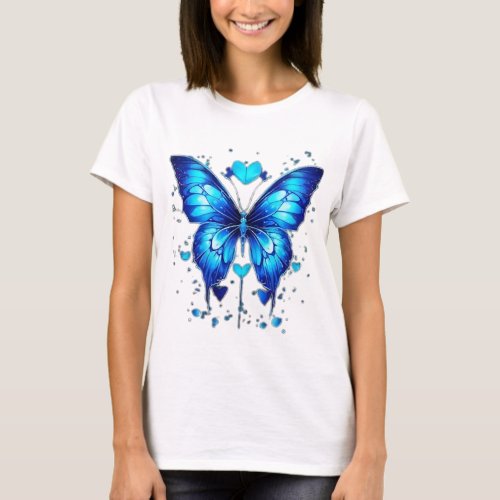 Fluttering Elegance Blue Butterfly T_Shirt