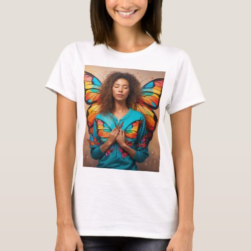  Fluttering Elegance Butterfly Angle Art T_shirt