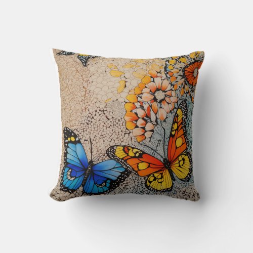 Fluttering Elegance Butterfly Bliss Throw Pillow Throw Pillow