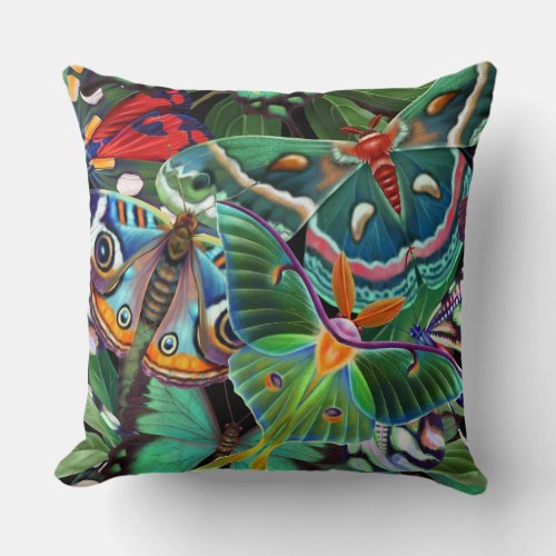 Fluttering Elegance Butterfly Botanical Throw Pillow