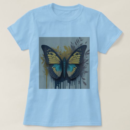 Fluttering Elegance Butterfly Illustrations on B T_Shirt