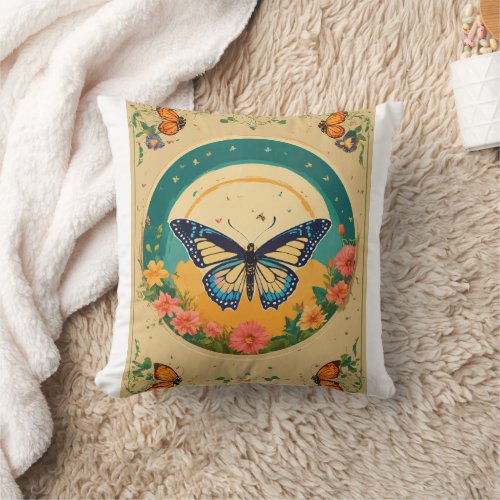 Fluttering Elegance Butterfly_Inspired Printed  Throw Pillow