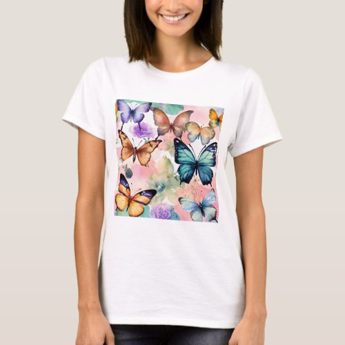 Fluttering Elegance Womens Tee with Vibrant But