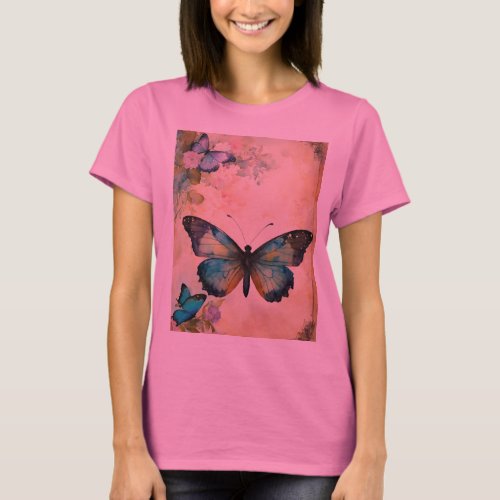 Fluttering ellegance womens butterfly print shirt