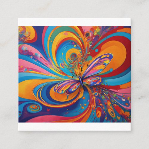 Fluttering Fare Colorful Butterfly Bus Pass Square Business Card