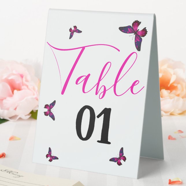Fluttering Fun table number Tent (In SItu (Wedding))