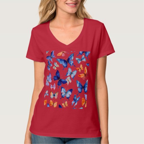 Fluttering Grace Elegant Butterfly T_Shirt Design
