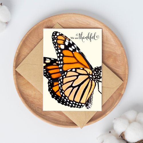 Fluttering Gratitude Monarch Butterfly Thank You  Card