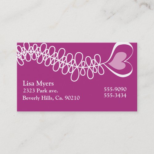 Fluttering Heart Ribbon Pink Business Cards