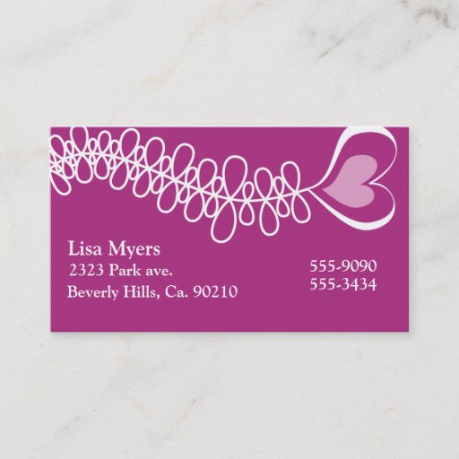 Customizable Fluttering Heart Ribbon Pink Business Cards
