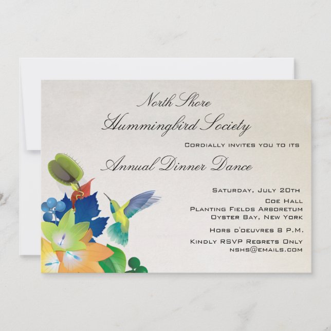 Fluttering Hummingbird Invitation (Front)