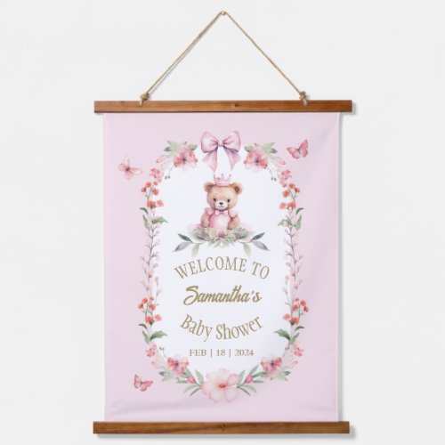 Fluttering Joy Blooms and Butterflies Baby Shower Hanging Tapestry