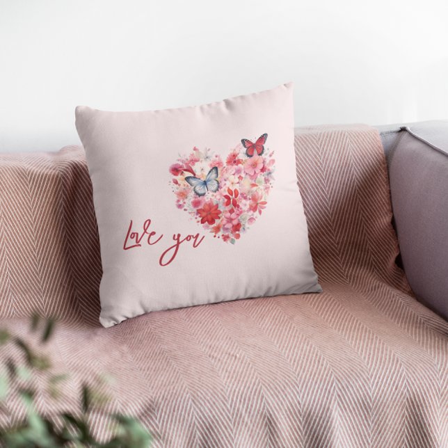 Fluttering Love | Valentine's Day Throw Pillow (Creator Uploaded)