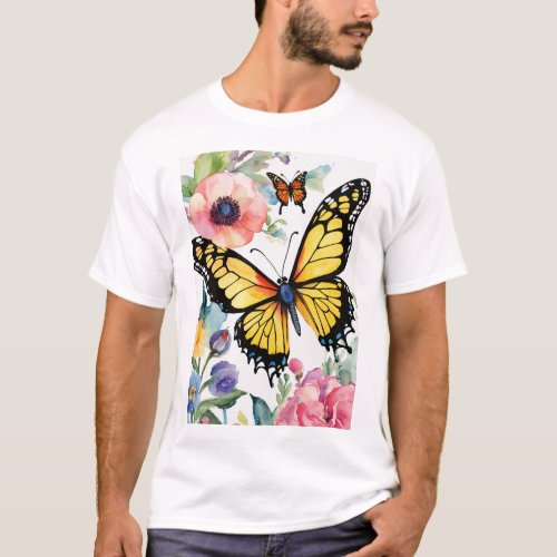 Fluttering Memories Vintage Butterfly Collage  T_Shirt