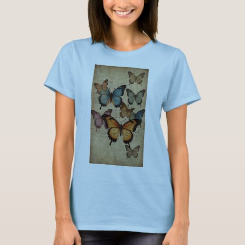 Fluttering Memories Vintage Butterfly Collage Tee