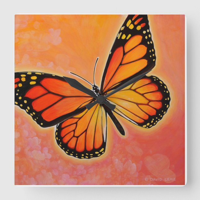 Fluttering Monarch butterfly clock (Front)