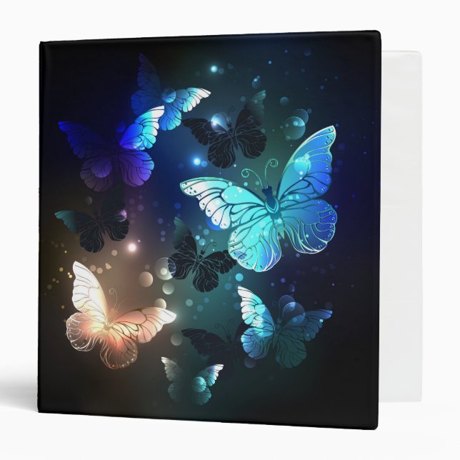 Fluttering Night Butterfly 3 Ring Binder (Front/Inside)