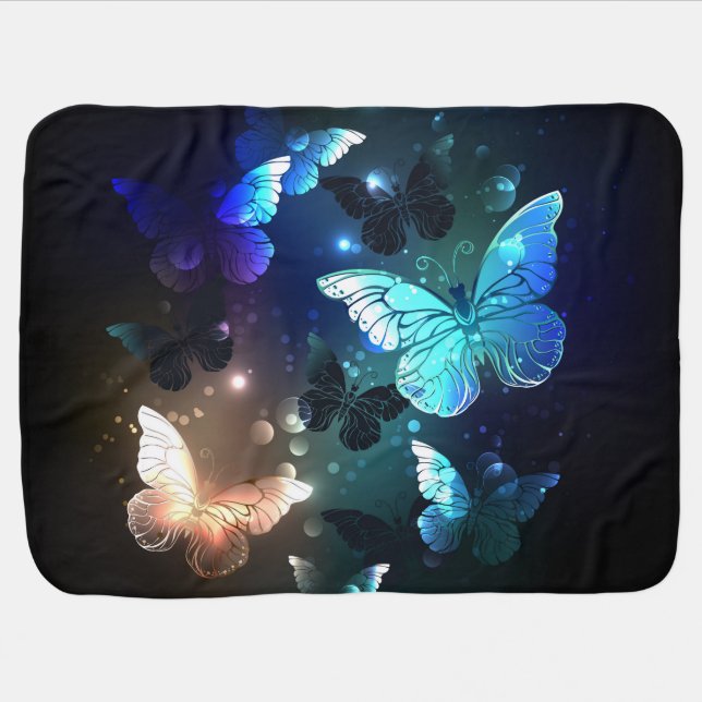 Fluttering Night Butterfly Baby Blanket (Horizontal)