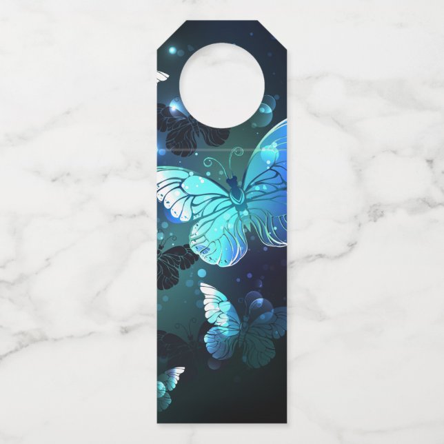 Fluttering Night Butterfly Bottle Hanger Tag (Front)