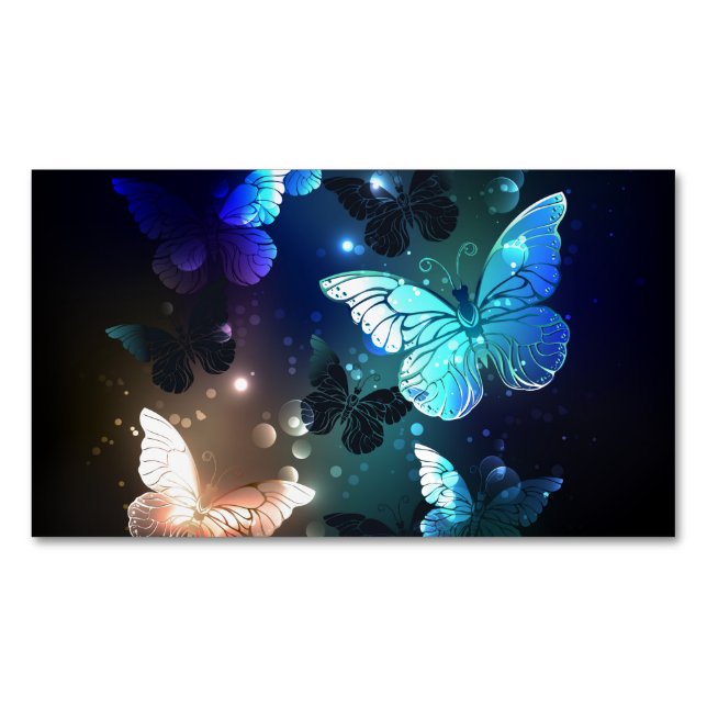 Fluttering Night Butterfly Business Card Magnet (Front)