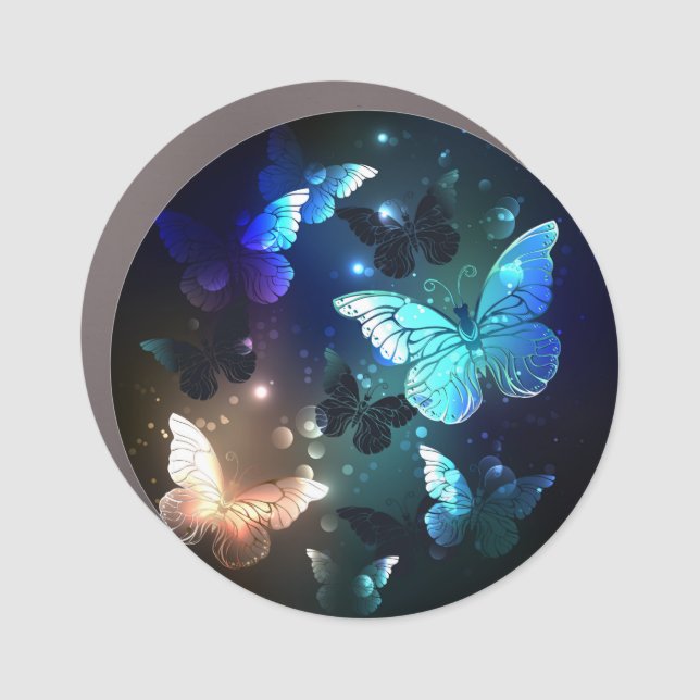 Fluttering Night Butterfly Car Magnet (Front)