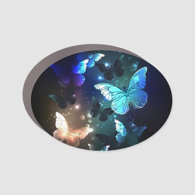 Fluttering Night Butterfly Car Magnet (Front)