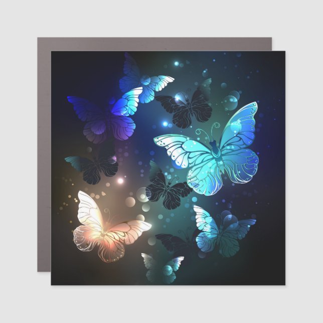 Fluttering Night Butterfly Car Magnet (Front)