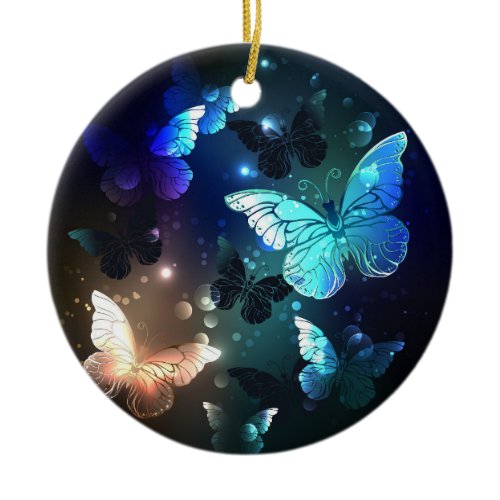 Fluttering Night Butterfly Ceramic Ornament