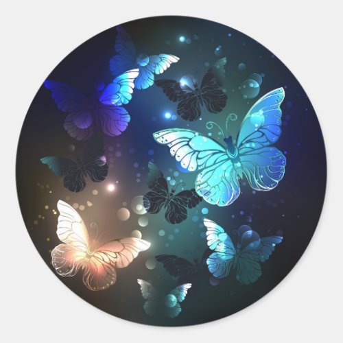 Fluttering Night Butterfly Classic Round Sticker