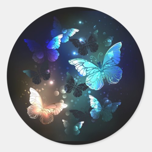 Fluttering Night Butterfly Classic Round Sticker