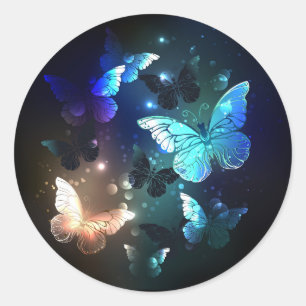 Fluttering Night Butterfly Classic Round Sticker
