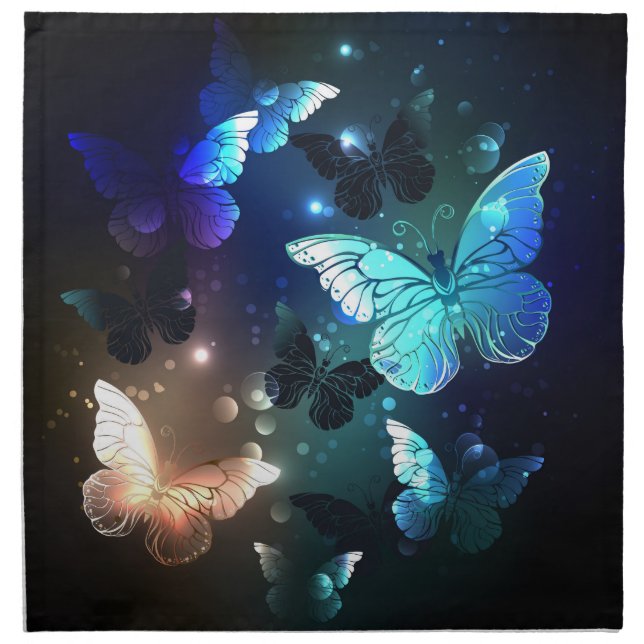 Fluttering Night Butterfly Cloth Napkin (Front)