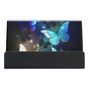 Fluttering Night Butterfly Desk Business Card Holder