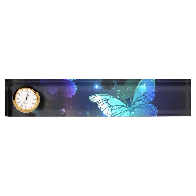 Fluttering Night Butterfly Desk Name Plate (Front)